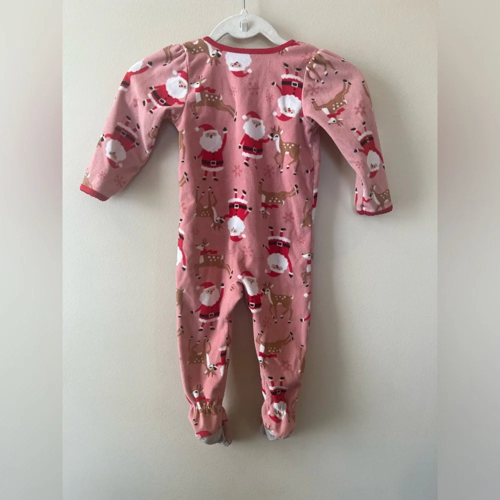Just‎ One Carter’s kids girls 2T PJs Santa Reindeer Christmas 1 piece Footed Zip
